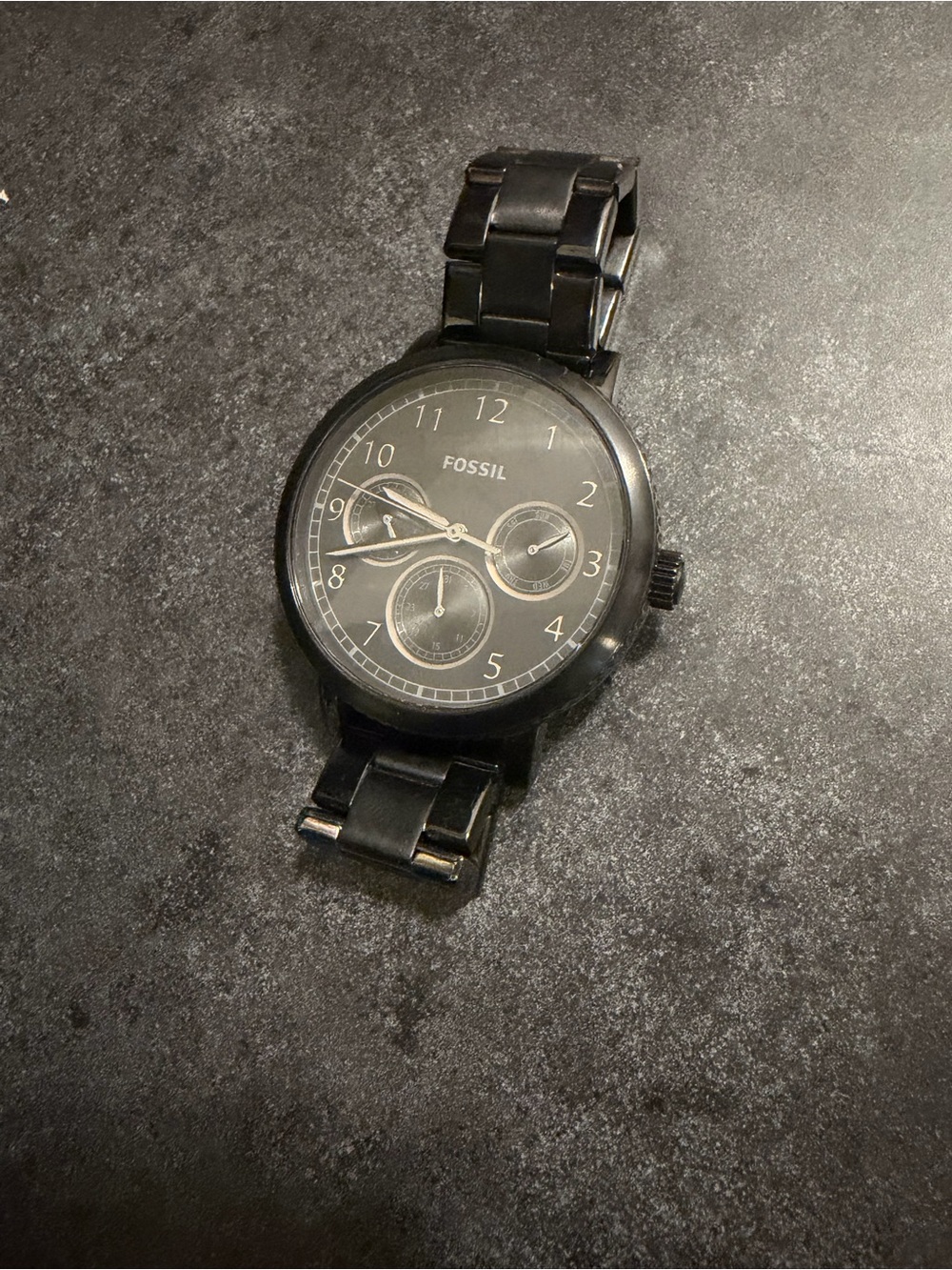 Fossil Black Stainless Steel Link Chronograph Watch